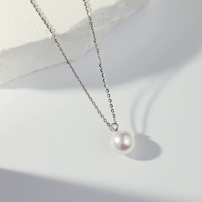 Akoya Pearl Pendant 18K Gold Necklace Diamond Seawater Pearl Choker Fashion Clavicle Pendant Jewelry Gift