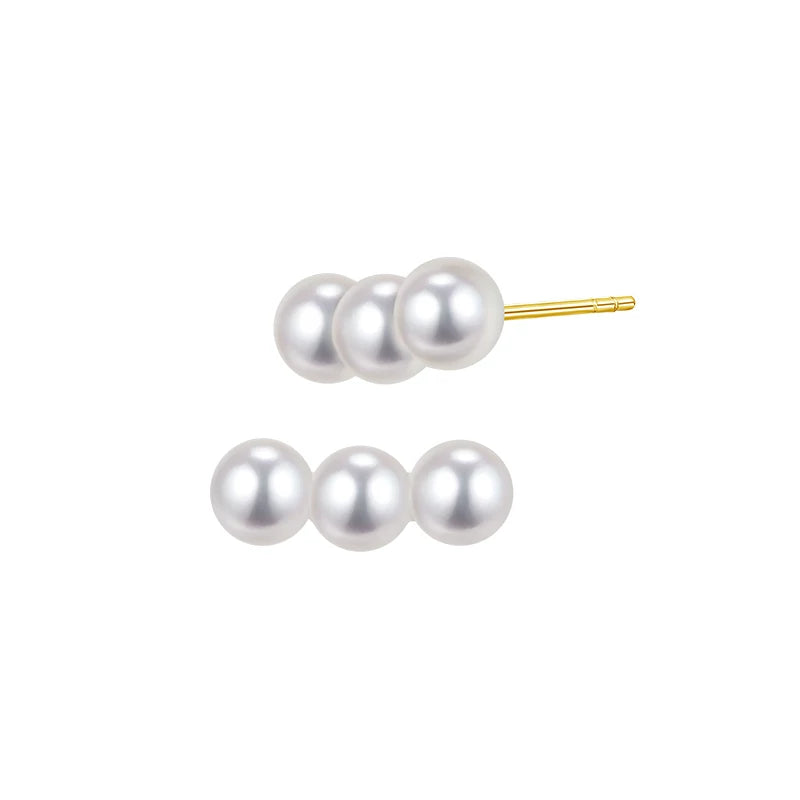 Natural Pearl Stud Earrings 18K Gold Needle Earrings Freshwater Pearl Earrings Versatile Jewelry Gift for Girlfriend