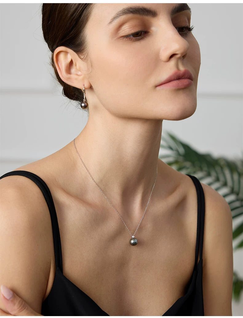 Tahitian Black Pearl Pendant 18K Gold Diamond Necklace High-End Clavicle Chain Pendant Girlfriend Gift Jewelry