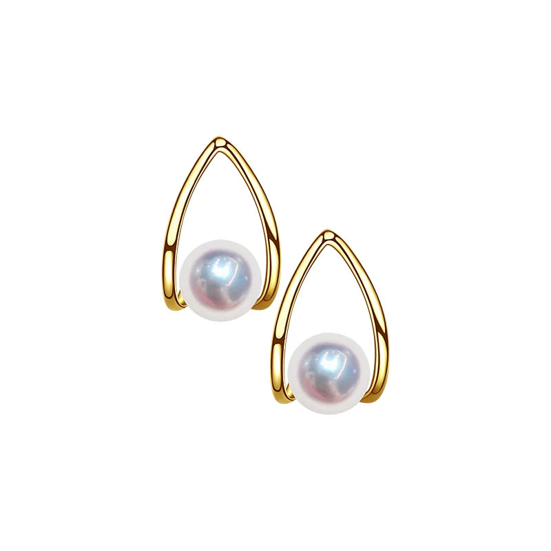 Akoya Pearl Stud Earrings Teardrop Earrings 18K Gold Saltwater Pearl Earrings High-End Jewelry Gift