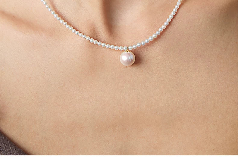 Edison Pearl Necklace, 18K Gold Tiny Bead Necklace, Single Freshwater Pearl Clavicle Necklace, Jewelry for Women