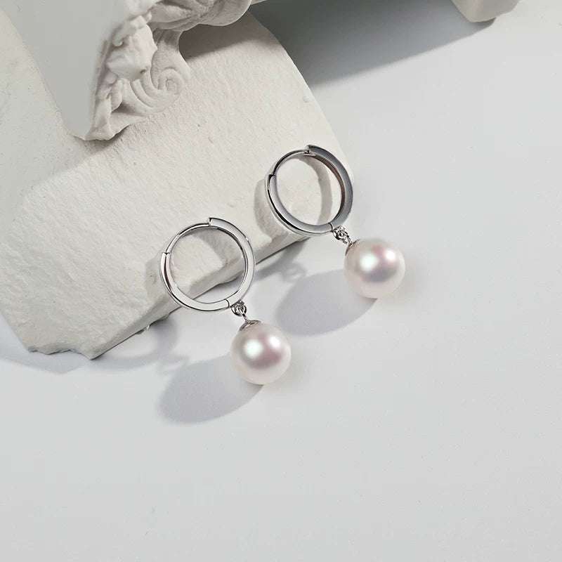 Akoya Pearl Earrings 18K Gold Perfectly Round Stud Earrings Saltwater Pearl Jewelry Fashion Drop Earrings Hoop Earrings High-End Jewelry