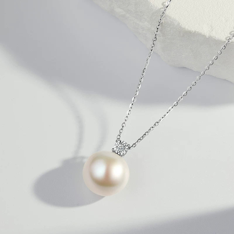 Edison freshwater pearl pendant, Princess Diana 18K gold necklace, perfectly round, high-luster pearl necklace, jewelry gift.