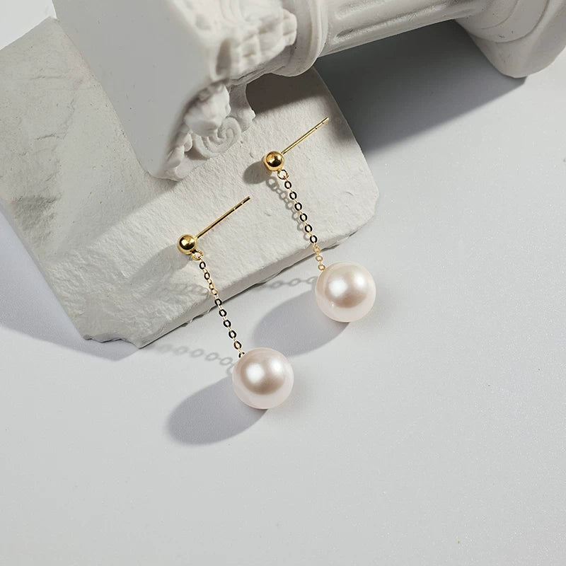 Natural Pearl Stud Earrings 18K Gold Freshwater Pearl Earrings Versatile Pearl Earrings Fashionable Earrings High-End Jewelry