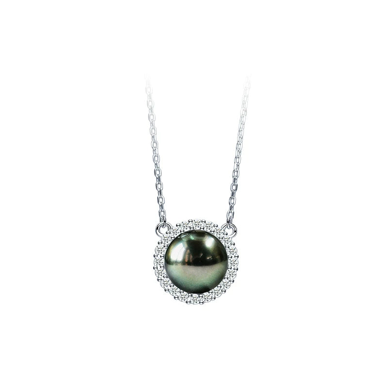 Tahitian Black Pearl Pendant S925 Sterling Silver Necklace Seawater Pearl Clavicle Chain Elegant Jewelry Choker Gift