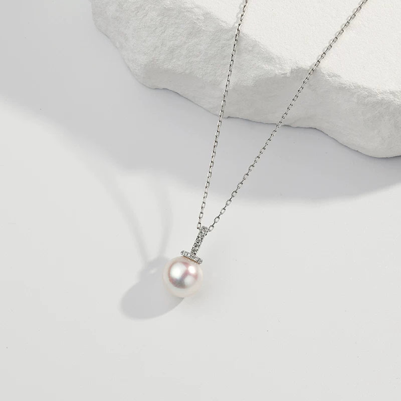 Akoya Pearl Pendant 18K Gold Versatile Clasp Necklace Women's Saltwater Pearl Clavicle Chain Elegant Jewelry Gift