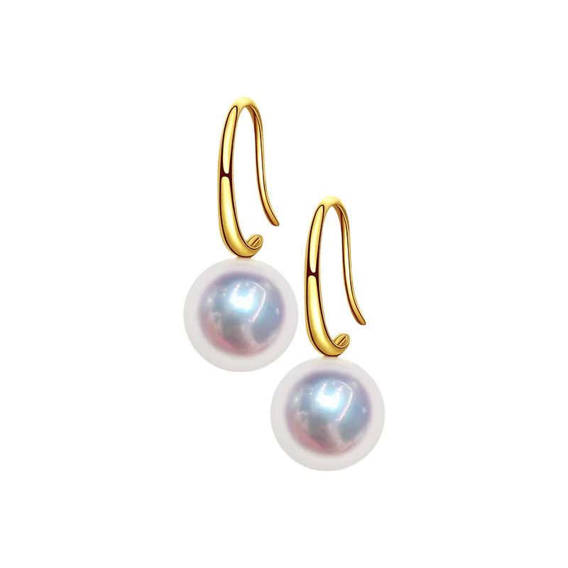 Akoya Seawater Pearl Drop Earrings, 18K Gold, High Luster Natural Pearls, Fine Jewelry Earrings