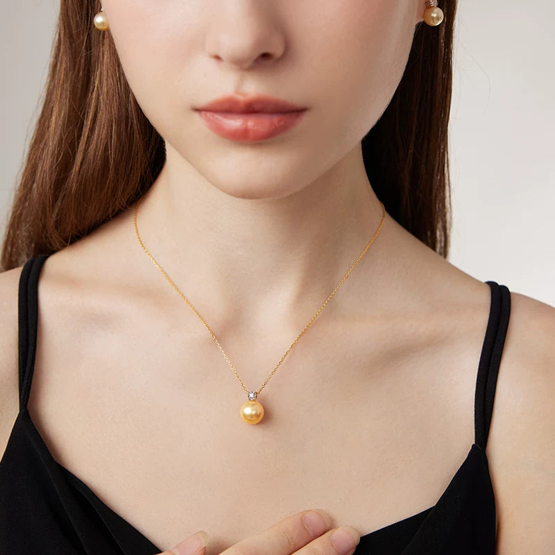 South Sea Pearl Necklace, Princess Pendant, 18K Gold, Golden Ocean Pearl, Princess Diana Necklace, High Jewelry Pendant