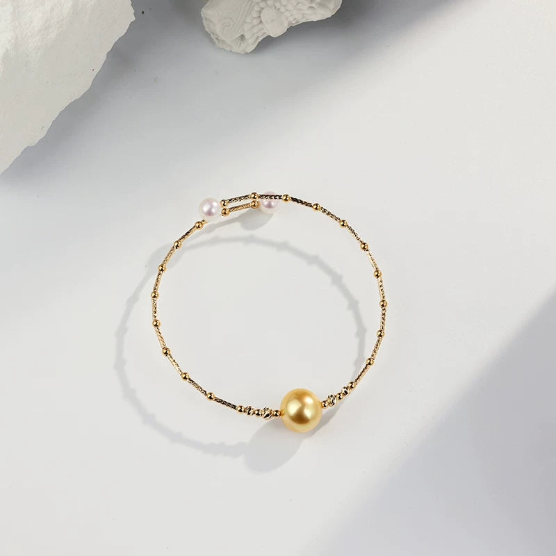18K gold South Sea pearl bracelet, high-quality jewelry, a premium gift for your girlfriend.