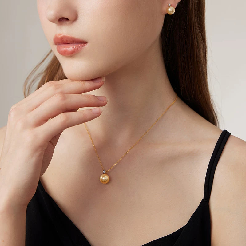 South Sea Pearl Necklace, Princess Pendant, 18K Gold, Golden Ocean Pearl, Princess Diana Necklace, High Jewelry Pendant