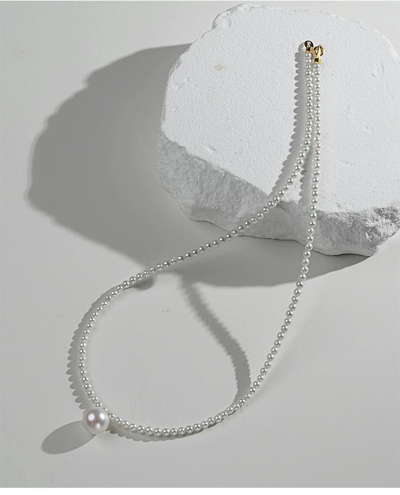 Edison Pearl Necklace, 18K Gold Tiny Bead Necklace, Single Freshwater Pearl Clavicle Necklace, Jewelry for Women