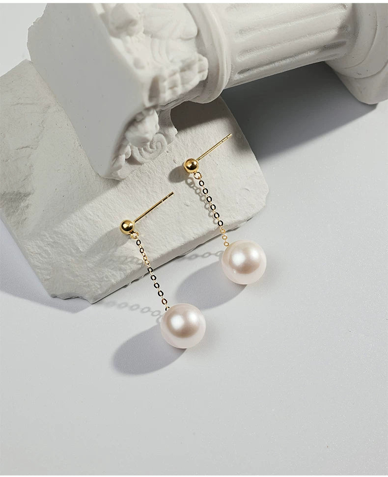 Natural Pearl Stud Earrings 18K Gold Freshwater Pearl Earrings Versatile Pearl Earrings Fashionable Earrings High-End Jewelry