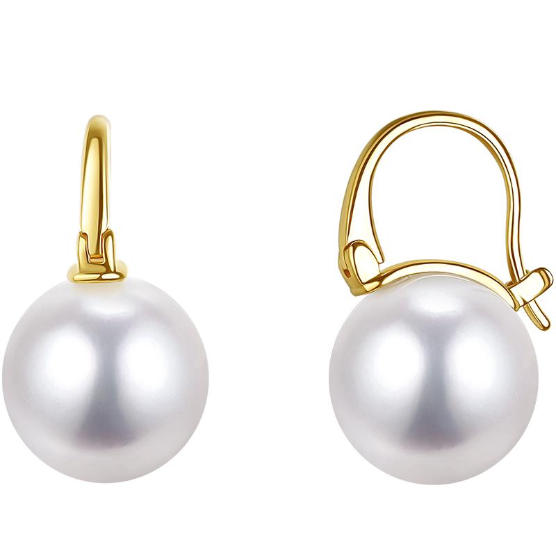 Edison Pearl Earrings 18K Gold Hoops Round Freshwater Pearl Earrings High-End Jewelry Gift