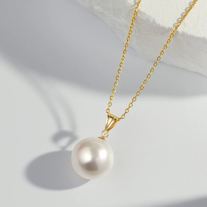 Edison Freshwater Pearl Pendant 18K Gold Necklace with High-Luminous Natural Pearl Clavicle Chain - A Gift for Mother