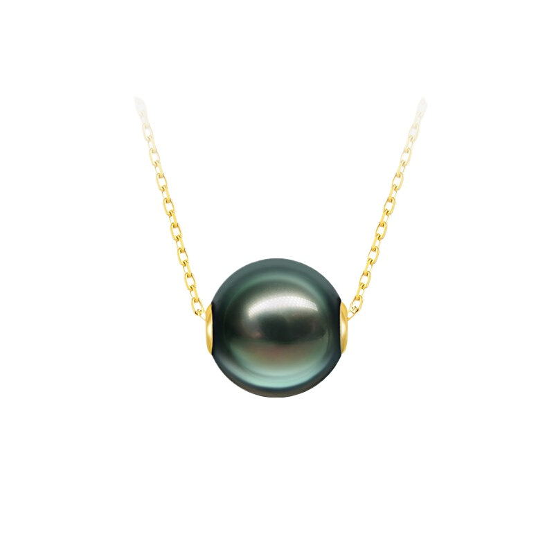 Tahitian Black Pearl Lu Lu Tong Necklace 18K Gold Saltwater Pearl Pendant Single Pearl Choker Necklace High-End