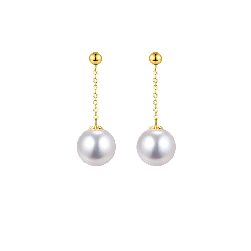 Natural Pearl Stud Earrings 18K Gold Freshwater Pearl Earrings Versatile Pearl Earrings Fashionable Earrings High-End Jewelry
