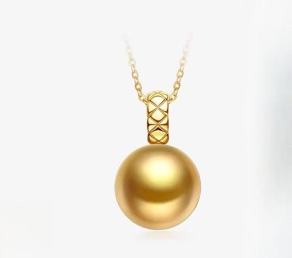 South Sea Gold Pearl Pendant 18K Gold Natural Seawater Pearl Necklace Choker Lightweight Luxury Jewelry High-End Feel