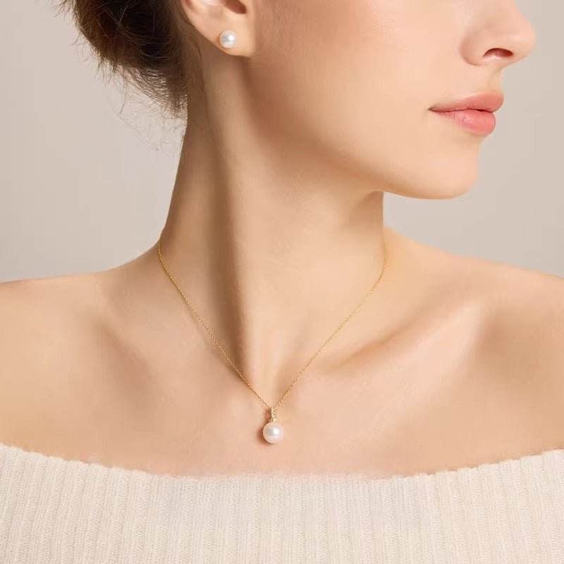 Edison Pearl Pendant S925 Silver Versatile Clasp Fashionable All-match Necklace Freshwater Pearl Necklace Accessory Clavicle Chain