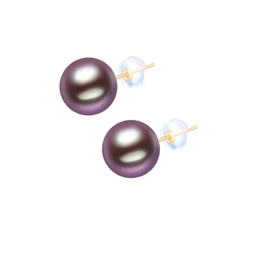 Purple Edison Pearl Stud Earrings, 18K Gold, Natural Freshwater Pearl Earrings, Simple Earrings, Dangle Earrings for Women, Gift