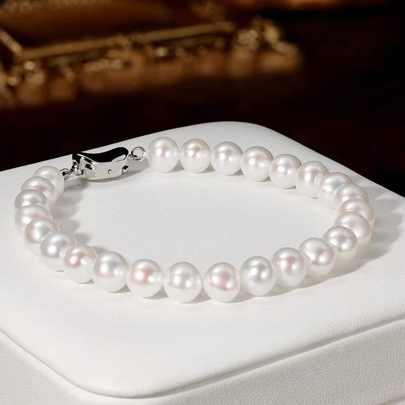 Natural Freshwater Pearl Bracelet S925 Silver Beaded Bracelet for Women Versatile Beaded Jewelry High-End Gift for Mom