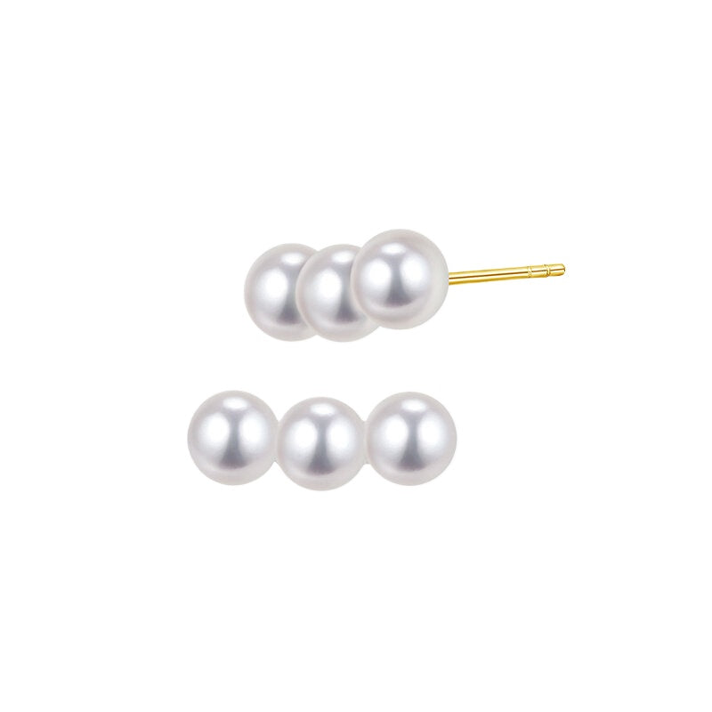 Natural Pearl Stud Earrings 18K Gold Needle Earrings Freshwater Pearl Earrings Versatile Jewelry Gift for Girlfriend