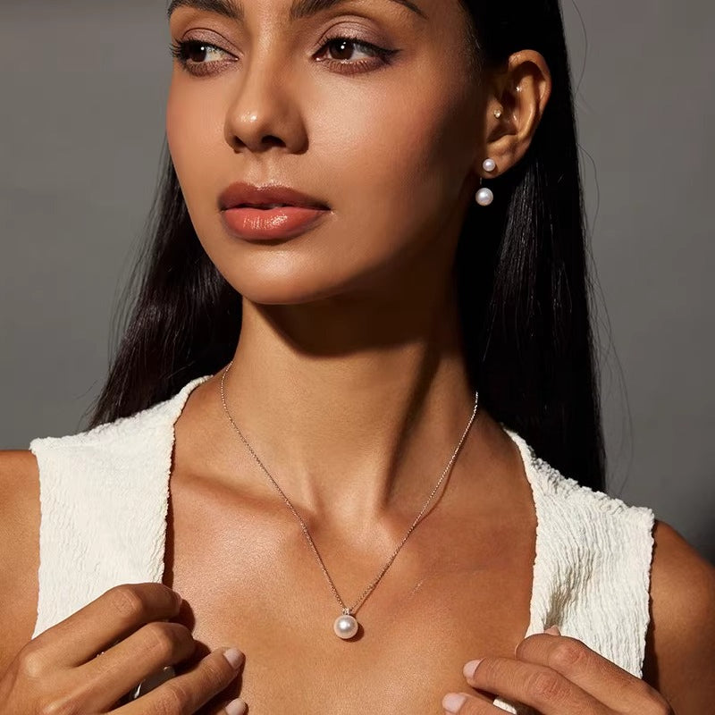 Edison Pearl Pendant 18K Gold Diamond Necklace Natural Pearl Choker Jewelry Elegant Versatile Gift