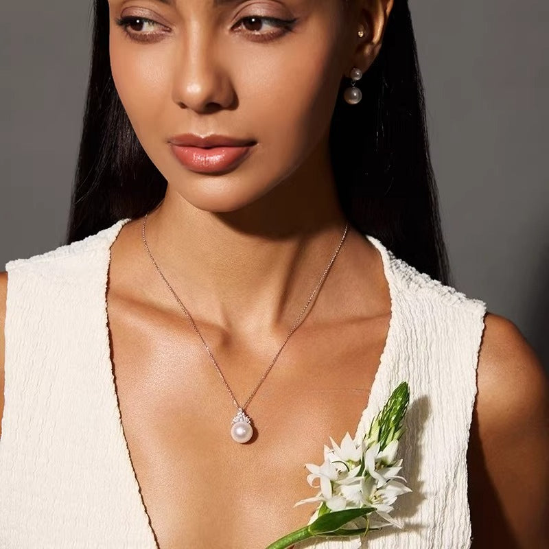 Edison Pearl Pendant Ice Queen Necklace S925 Silver Freshwater Pearl Choker Elegant Jewelry Gift for Girlfriend
