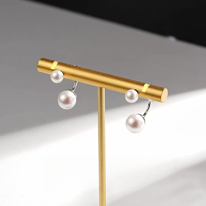 Natural Pearl Earrings S925 Silver Two-Way Style Freshwater Pearl Drop Earrings High-End Jewelry Gift for Girlfriend