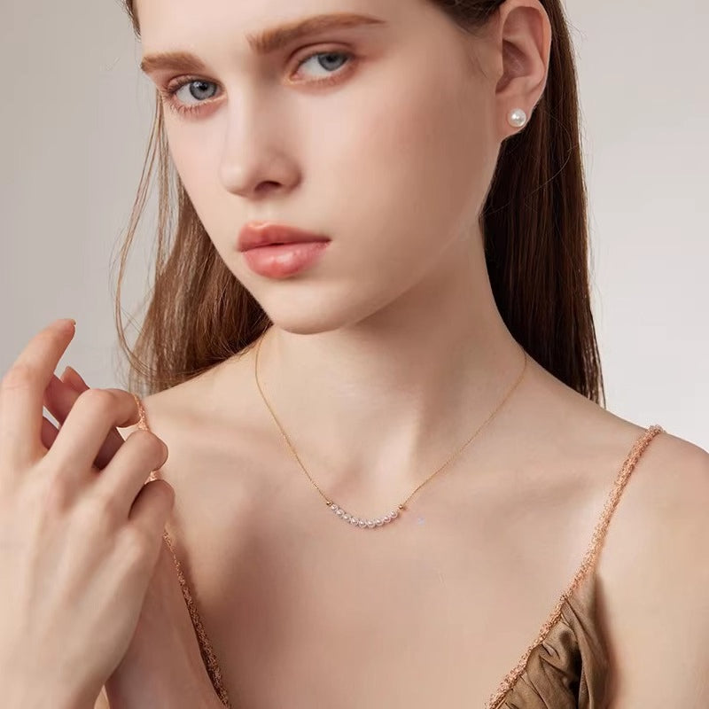 Akoya Pearl Necklace 18K Gold Fashion Choker Saltwater Pearl Pendant High-End Clavicle Chain Gift for Girlfriend
