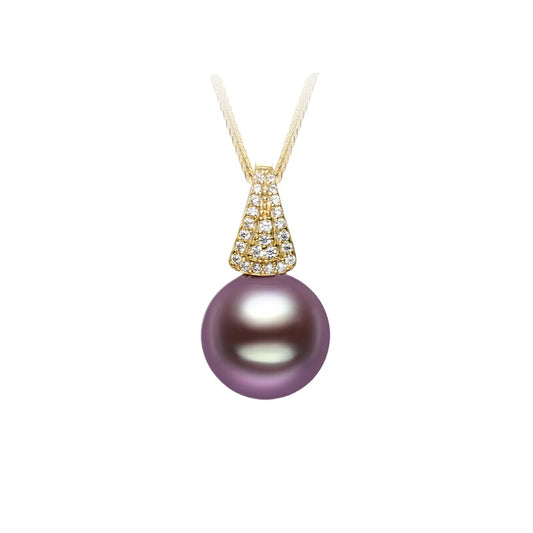 Purple Edison Pearl Pendant S925 Silver Necklace Freshwater Pearl Fashion Versatile Neckpiece Gift for Mom