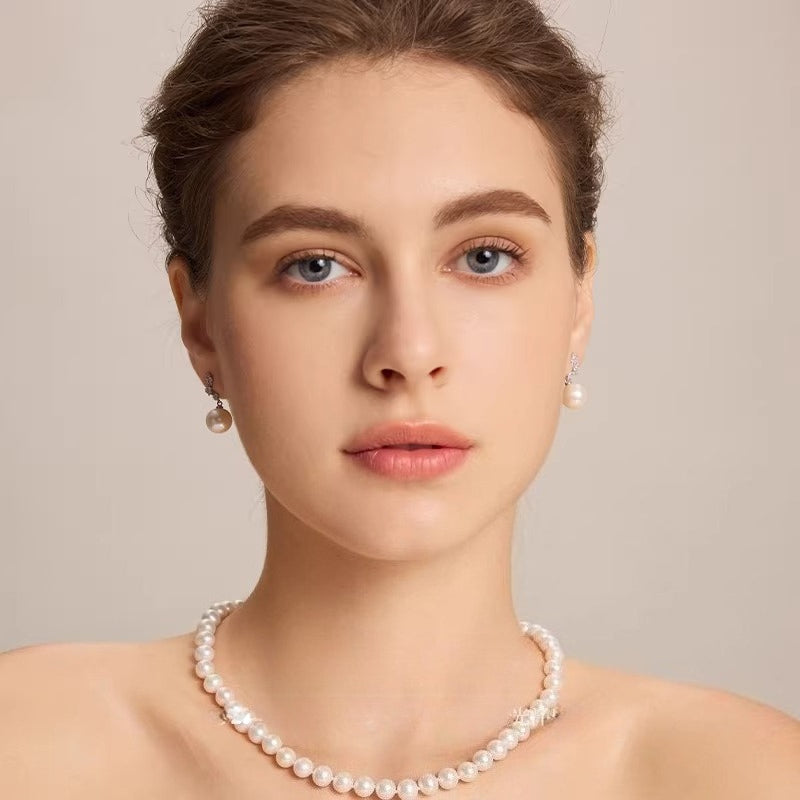 Edison Pearl Floral Stud Earrings S925 Silver Freshwater Pearl Earrings Elegant Dangle Light Luxury High-End Earrings