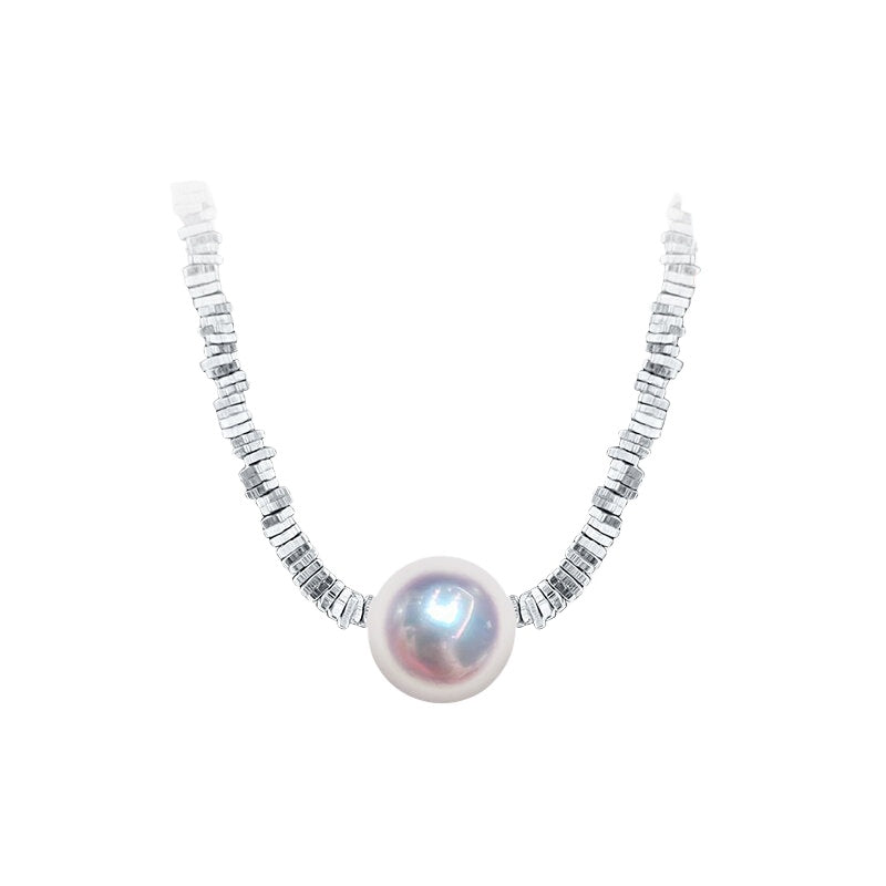 Akoya Pearl Necklace S925 Sterling Silver Clavicle Chain, High-End Jewelry for Women